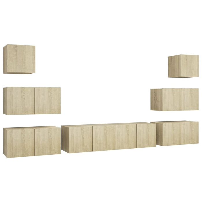 Set dulapuri TV, 8 piese, stejar sonoma, lemn prelucrat - WALTI WALTI
