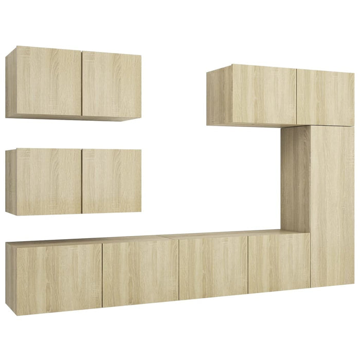 Set dulapuri TV, 6 piese, stejar sonoma, lemn prelucrat - WALTI WALTI