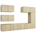 Set dulapuri TV, 6 piese, stejar sonoma, lemn prelucrat - WALTI WALTI