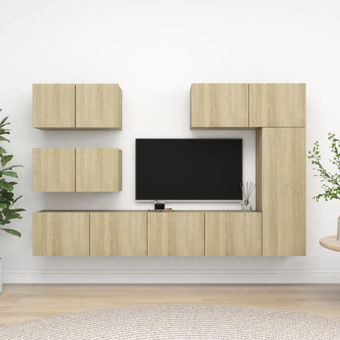 Set dulapuri TV, 6 piese, stejar sonoma, lemn prelucrat - WALTI WALTI