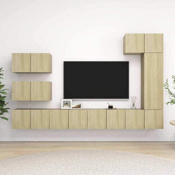 Set dulapuri TV, 8 piese, stejar sonoma, lemn prelucrat - WALTI WALTI