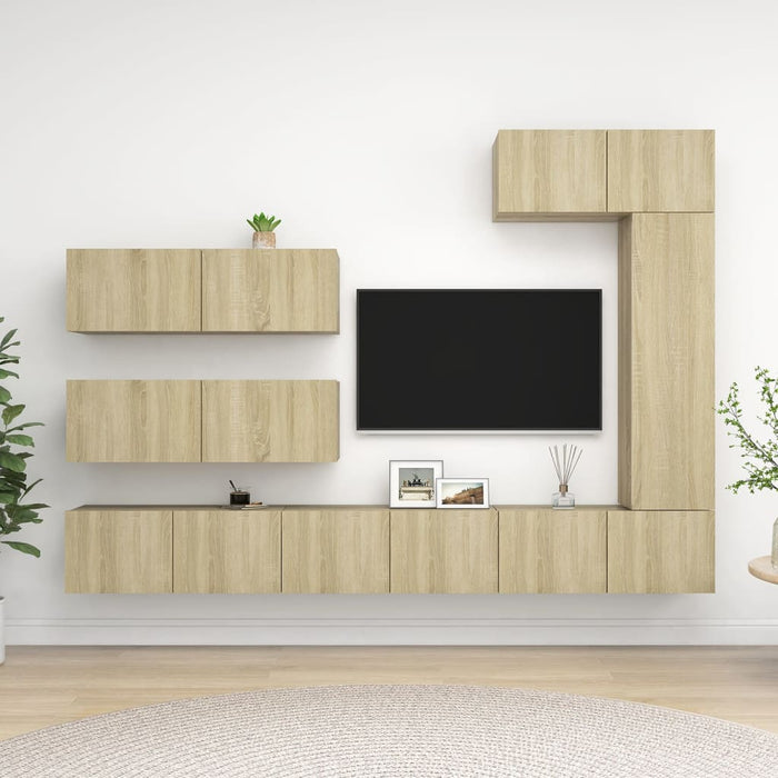 Set de dulapuri TV, 7 piese, stejar sonoma, lemn prelucrat - WALTI WALTI