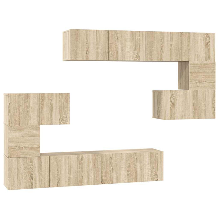 Set dulap TV, 8 piese, stejar sonoma, lemn prelucrat - WALTI WALTI