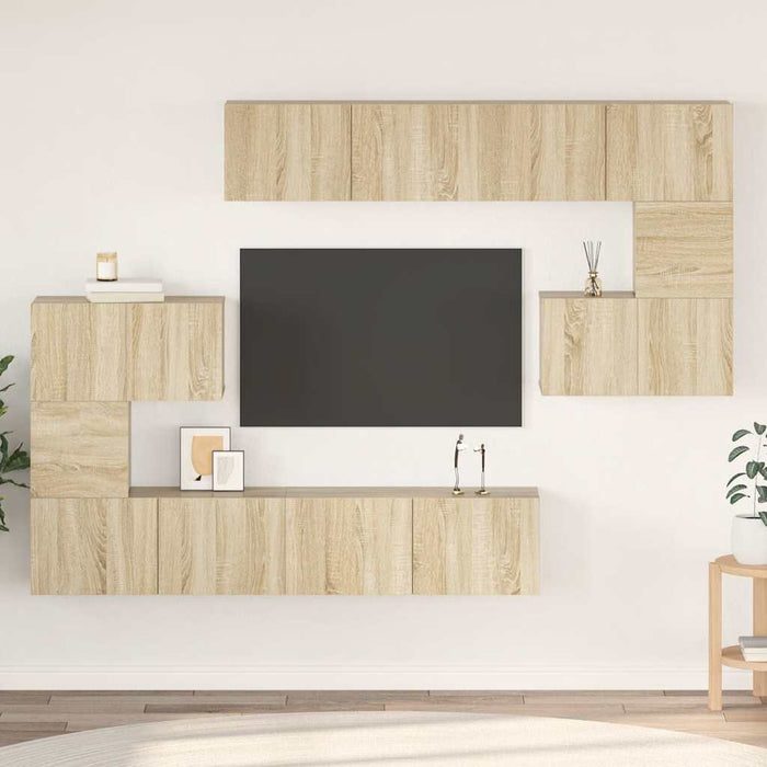 Set dulap TV, 8 piese, stejar sonoma, lemn prelucrat - WALTI WALTI