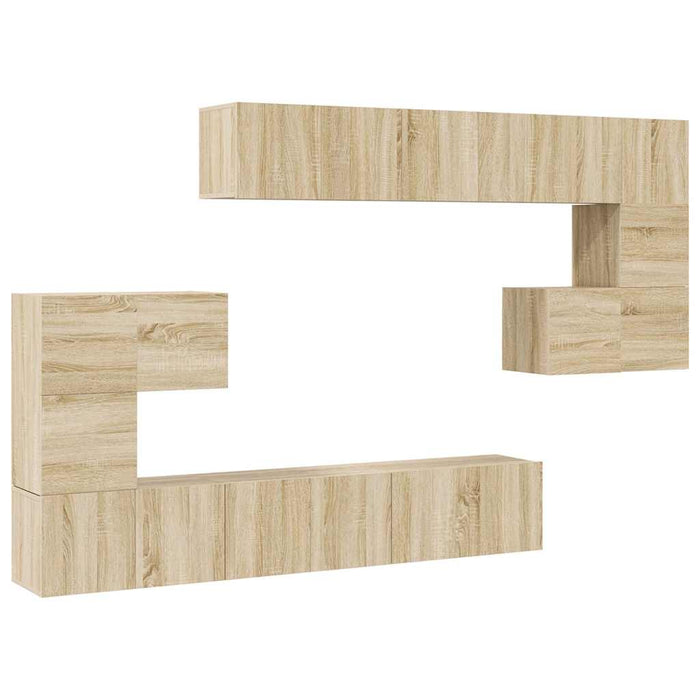 Set dulapuri TV, 10 piese, stejar sonoma, lemn prelucrat - WALTI WALTI