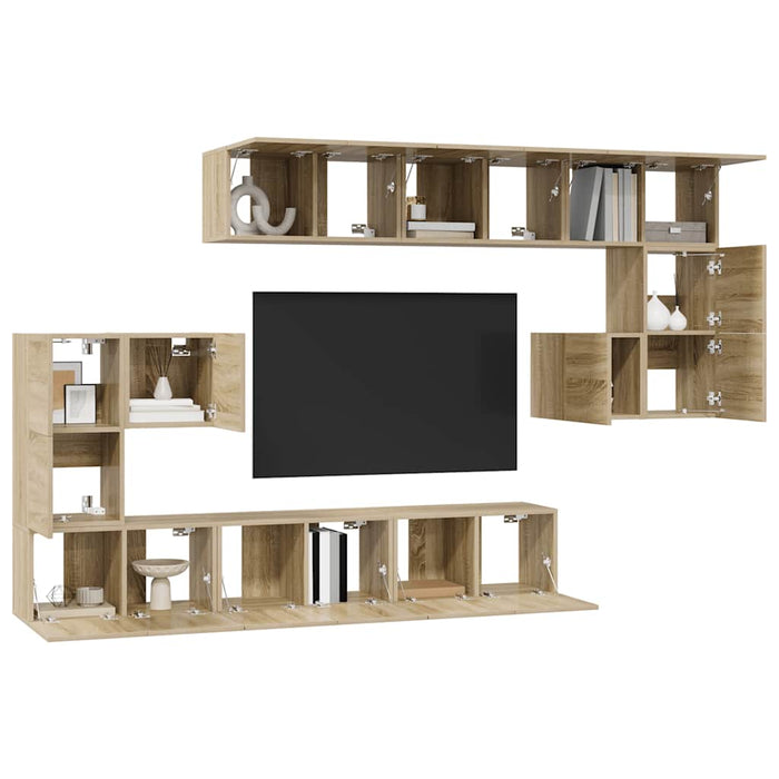 Set dulapuri TV, 10 piese, stejar sonoma, lemn prelucrat - WALTI WALTI