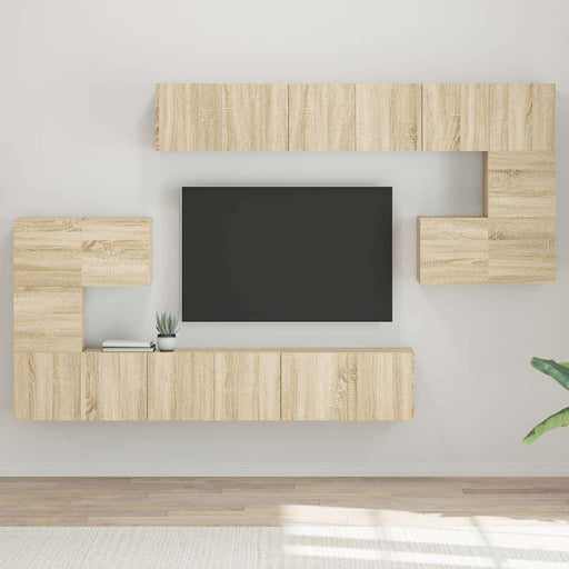 Set dulapuri TV, 10 piese, stejar sonoma, lemn prelucrat - WALTI WALTI