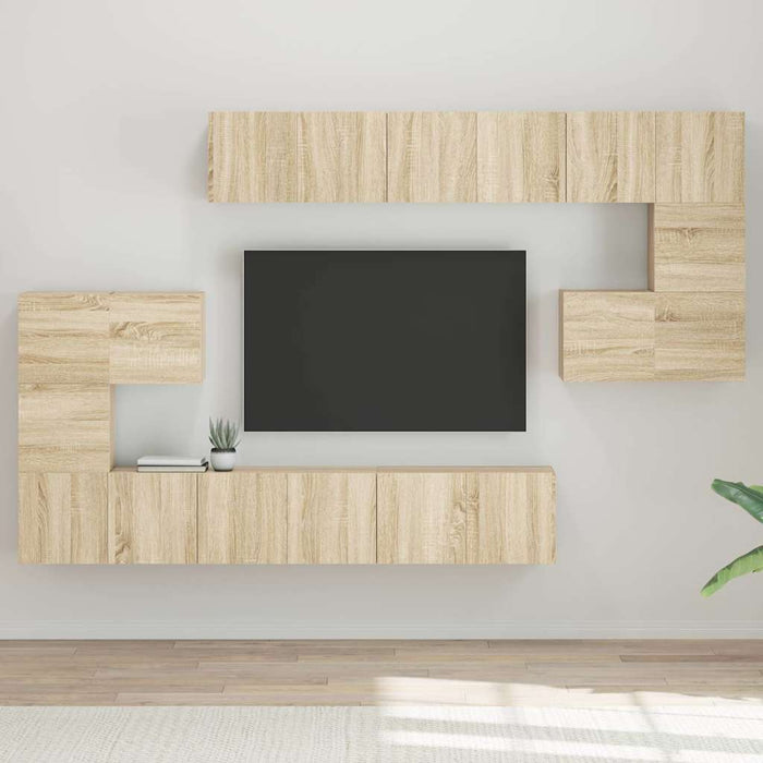 Set dulapuri TV, 10 piese, stejar sonoma, lemn prelucrat - WALTI WALTI