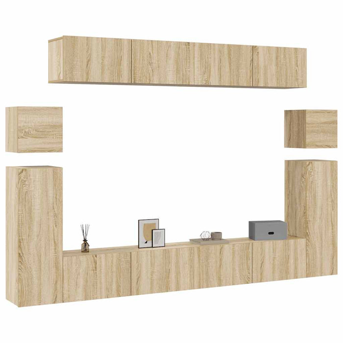Set dulap TV, 8 piese, stejar sonoma, lemn prelucrat - WALTI WALTI