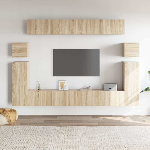 Set dulap TV, 8 piese, stejar sonoma, lemn prelucrat - WALTI WALTI