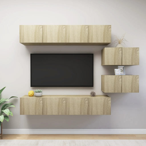 Set de dulapuri TV, 6 piese, stejar sonoma, lemn prelucrat - WALTI WALTI