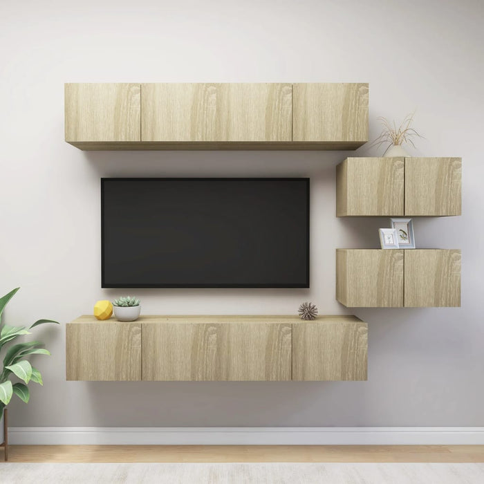 Set de dulapuri TV, 6 piese, stejar sonoma, lemn prelucrat - WALTI WALTI