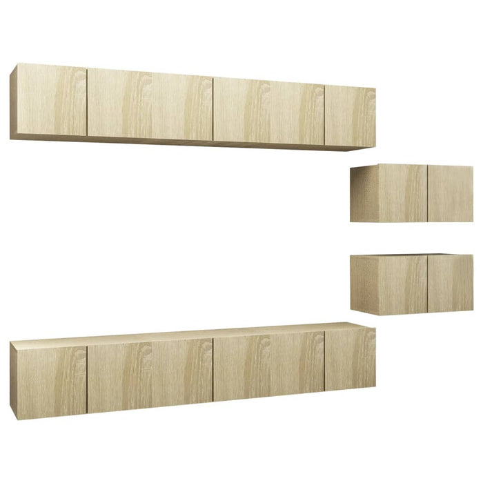 Set dulapuri TV, 8 piese, stejar sonoma, lemn prelucrat - WALTI WALTI