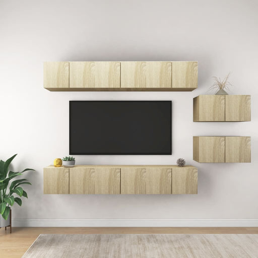 Set dulapuri TV, 8 piese, stejar sonoma, lemn prelucrat - WALTI WALTI