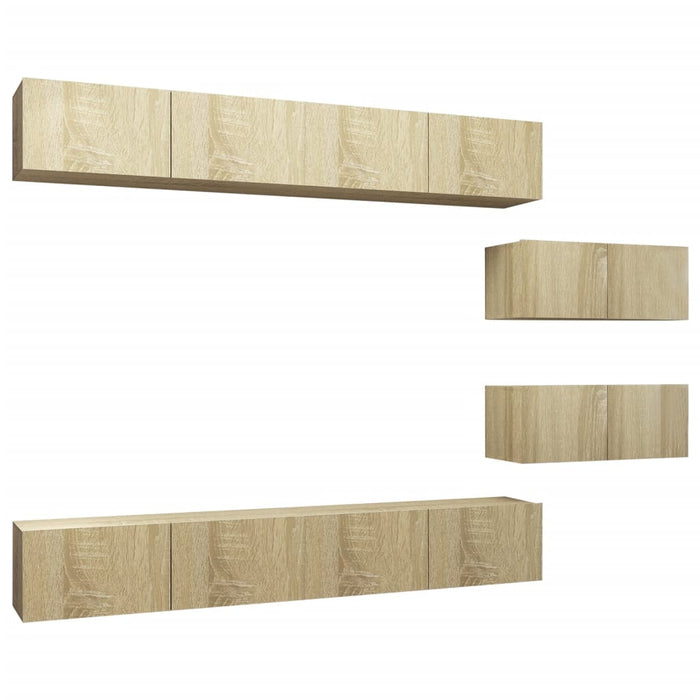 Set de dulapuri TV, 6 piese, stejar sonoma, lemn prelucrat - WALTI WALTI