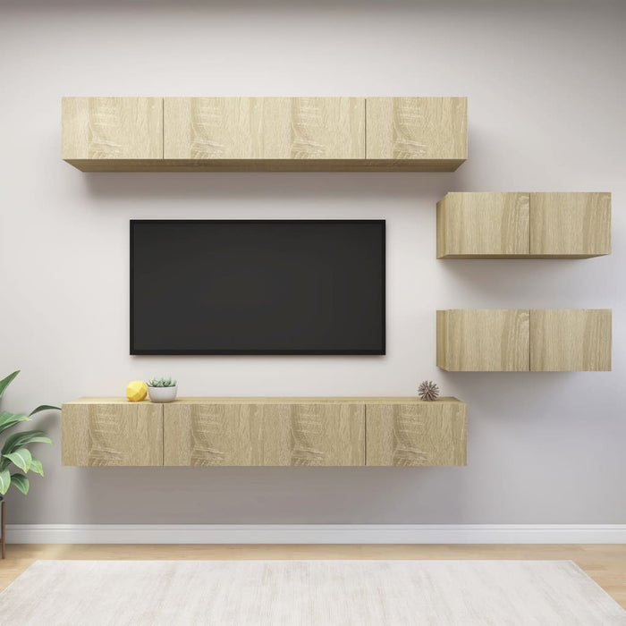 Set de dulapuri TV, 6 piese, stejar sonoma, lemn prelucrat - WALTI WALTI