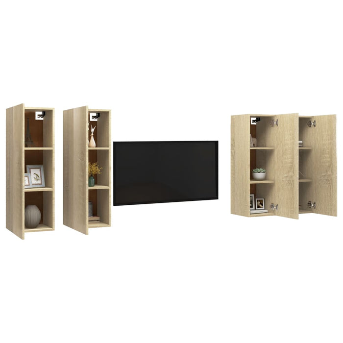 Dulapuri TV 4 buc. stejar Sonoma 30,5x30x90 cm, lemn prelucrat - WALTI WALTI