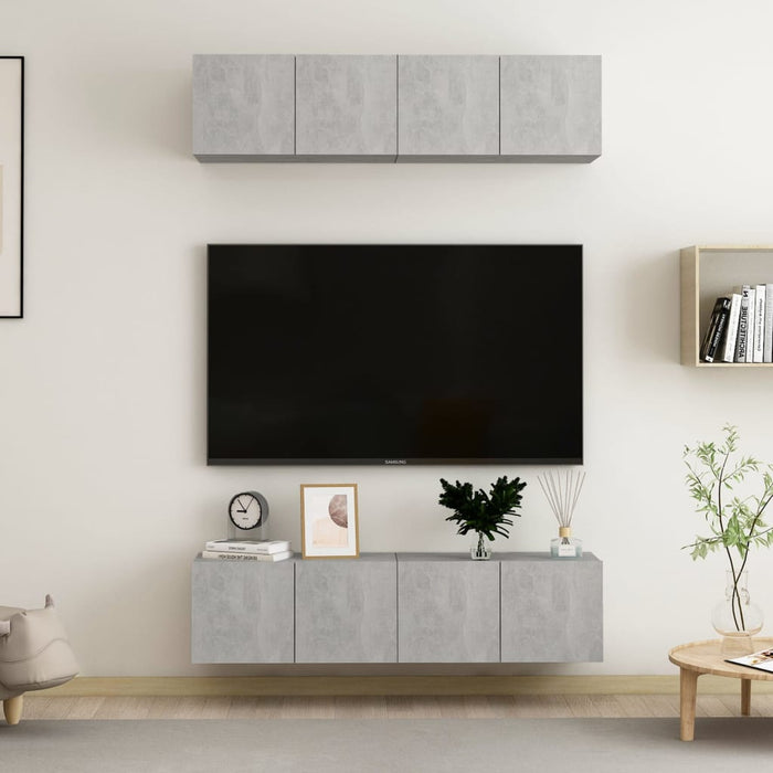 Dulapuri TV, 4 piese, gri beton, 60x30x30 cm, lemn prelucrat - WALTI WALTI