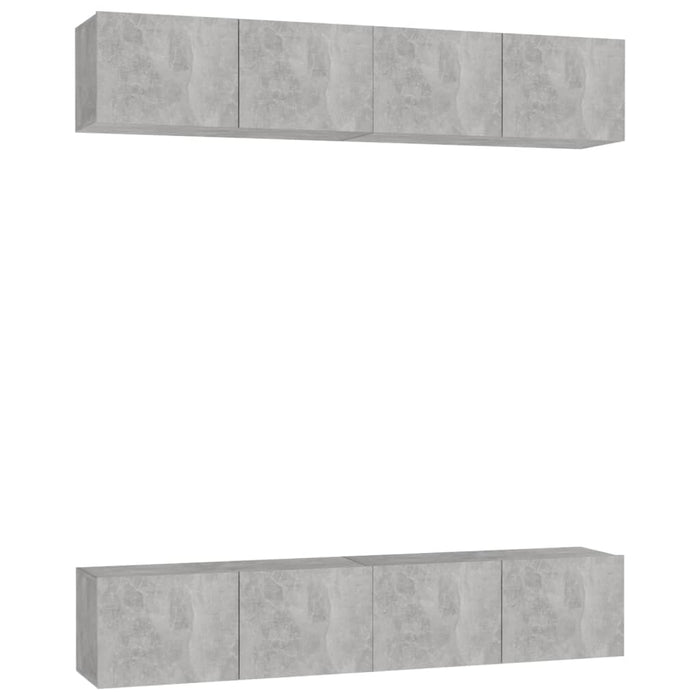Dulapuri TV, 4 buc., gri beton, 80x30x30 cm, lemn prelucrat - WALTI WALTI