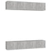 Dulapuri TV, 4 buc., gri beton, 80x30x30 cm, lemn prelucrat - WALTI WALTI