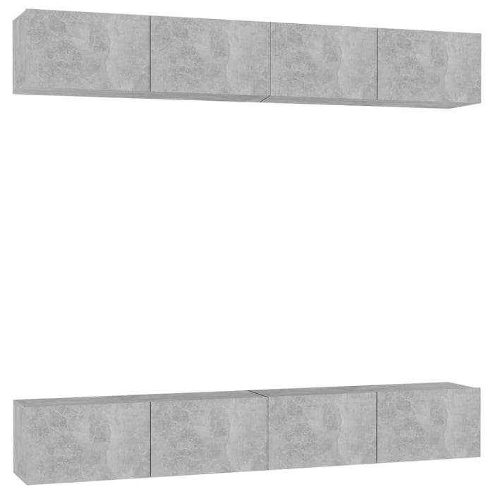 Dulapuri TV, 4 buc, gri beton, 100x30x30 cm, lemn prelucrat - WALTI WALTI