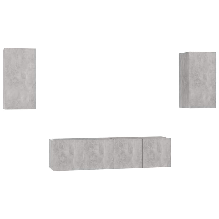 Set dulapuri TV, 4 piese, gri beton, lemn prelucrat - WALTI WALTI