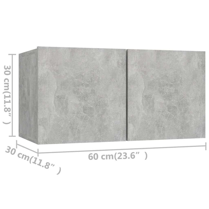 Set dulapuri TV, 4 piese, gri beton, lemn prelucrat - WALTI WALTI