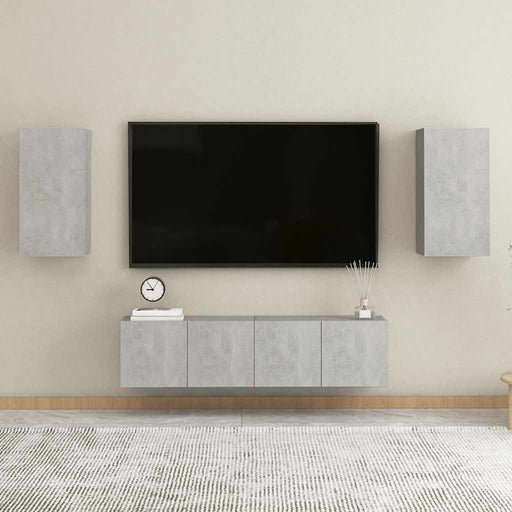 Set dulapuri TV, 4 piese, gri beton, lemn prelucrat - WALTI WALTI