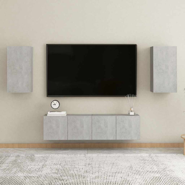 Set dulapuri TV, 4 piese, gri beton, lemn prelucrat - WALTI WALTI