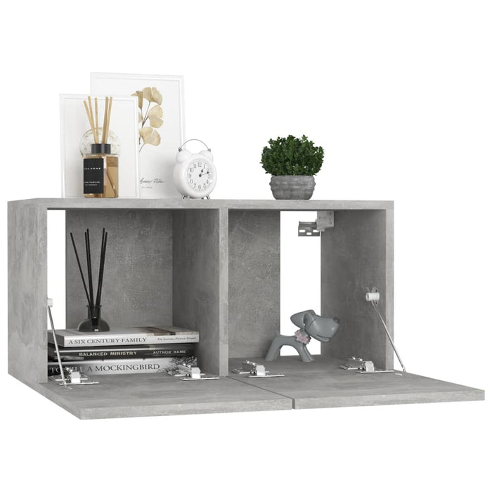 Set de dulapuri TV, 8 piese, gri beton, lemn prelucrat WALTI