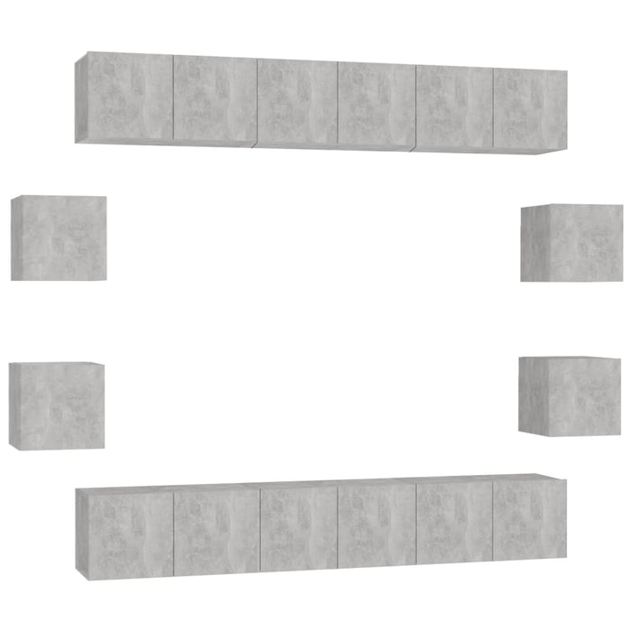 Set de dulapuri TV, 10 piese, gri beton, lemn prelucrat - WALTI WALTI