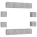 Set de dulap TV, 8 piese, gri beton, lemn prelucrat - WALTI WALTI