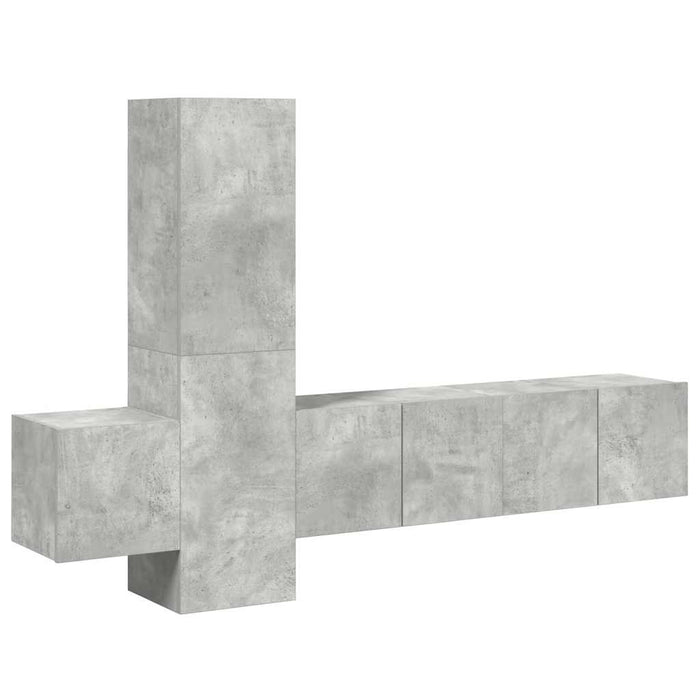 Set de dulapuri TV, 5 piese, gri beton, lemn prelucrat - WALTI WALTI