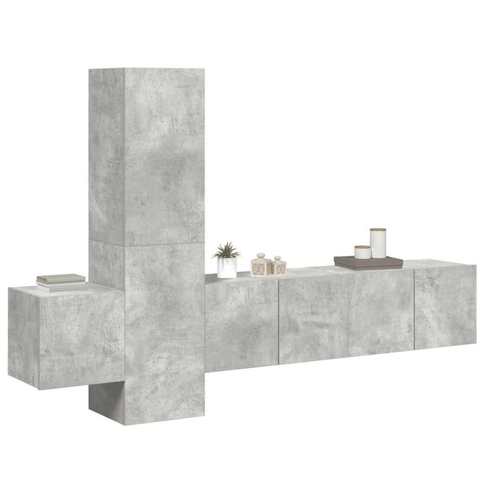 Set de dulapuri TV, 5 piese, gri beton, lemn prelucrat - WALTI WALTI