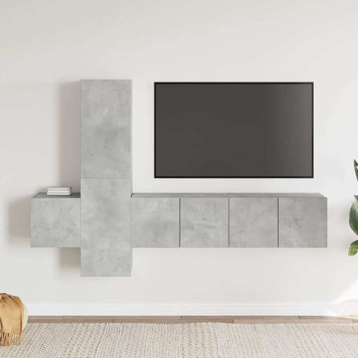 Set de dulapuri TV, 5 piese, gri beton, lemn prelucrat - WALTI WALTI