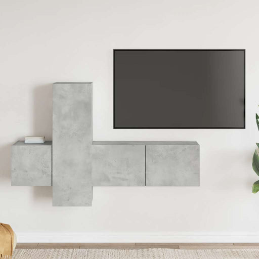 Set de dulapuri TV, 3 buc., gri beton, lemn prelucrat - WALTI WALTI