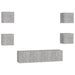 Set de dulapuri TV, 6 piese, gri beton, lemn prelucrat - WALTI WALTI