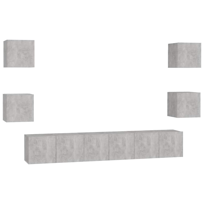 Set de dulapuri TV, 7 piese, gri beton, lemn prelucrat - WALTI WALTI