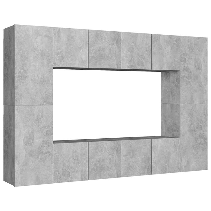 Set de dulapuri TV, 8 piese, gri beton, lemn prelucrat - WALTI WALTI