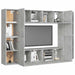 Set de dulapuri TV, 8 piese, gri beton, lemn prelucrat - WALTI WALTI
