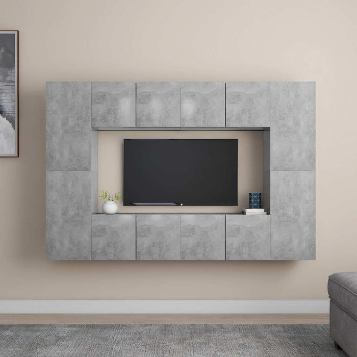 Set de dulapuri TV, 8 piese, gri beton, lemn prelucrat - WALTI WALTI