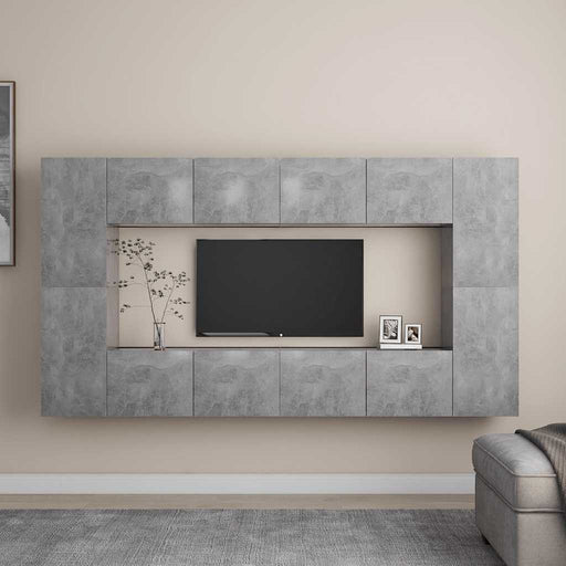 Set de dulapuri TV, 8 piese, gri beton, lemn prelucrat - WALTI WALTI