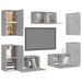 Set de dulapuri TV, 7 piese, gri beton, lemn prelucrat - WALTI WALTI