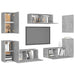 Set de dulapuri TV, 7 piese, gri beton, lemn prelucrat - WALTI WALTI