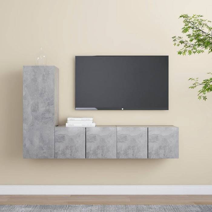 Set de dulapuri TV, 3 piese, gri beton, lemn prelucrat - WALTI WALTI