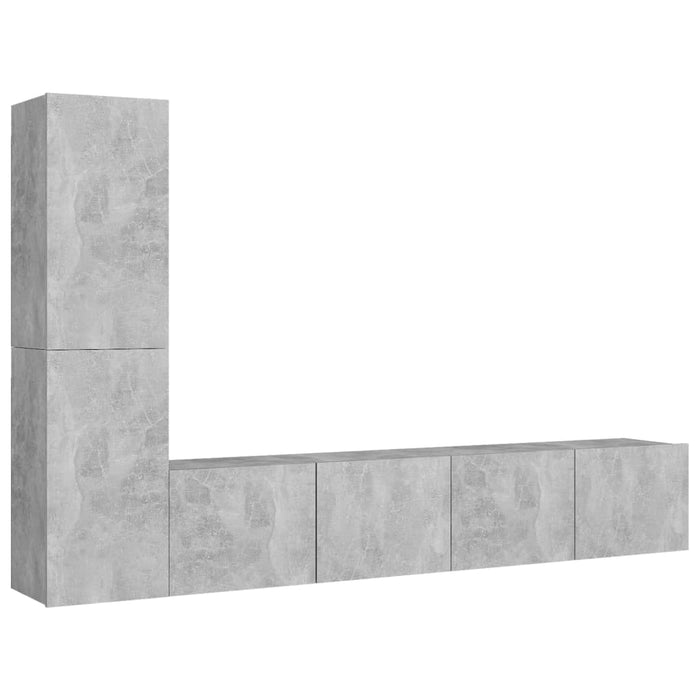 Set de dulapuri TV, 4 piese, gri beton, lemn prelucrat - WALTI WALTI