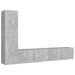Set de dulapuri TV, 4 piese, gri beton, lemn prelucrat - WALTI WALTI