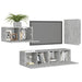 Set de dulapuri TV, 4 piese, gri beton, lemn prelucrat - WALTI WALTI