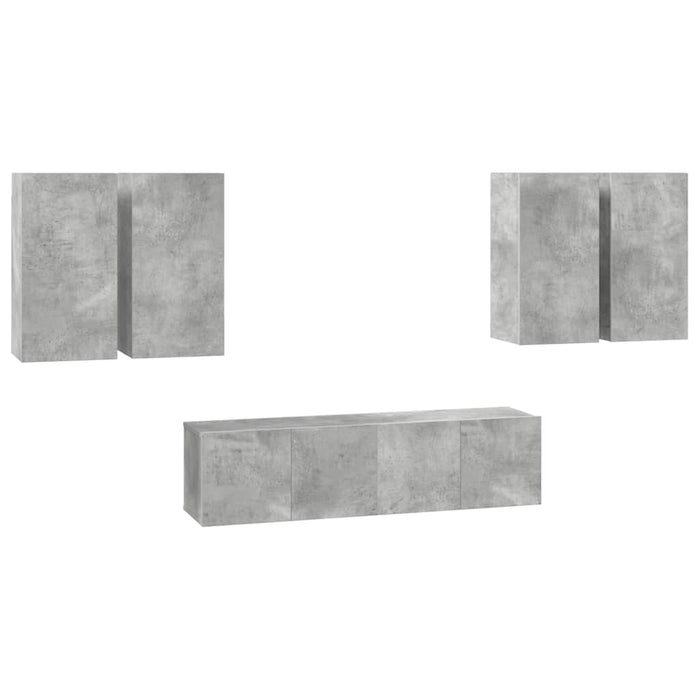 Set de dulapuri TV, 6 piese, gri beton, lemn prelucrat - WALTI WALTI