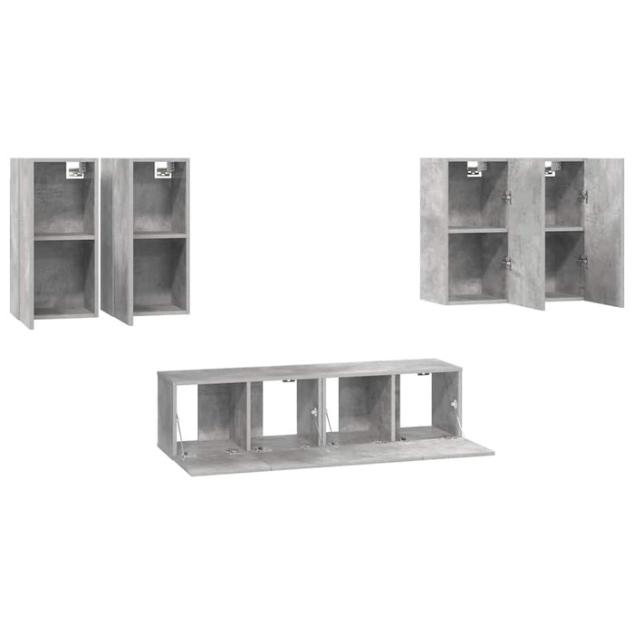 Set de dulapuri TV, 6 piese, gri beton, lemn prelucrat - WALTI WALTI